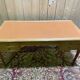 Louis XVI style flat desk in cherry wood and leather