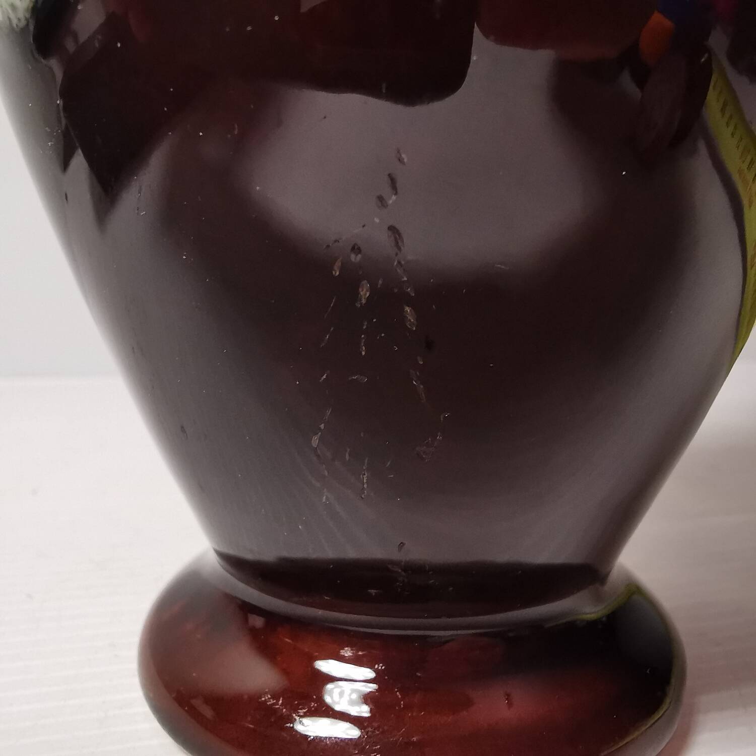 Old Pitcher, Jug, Carafe in Pink and Brown Ceramic Vallauris Style Vintage