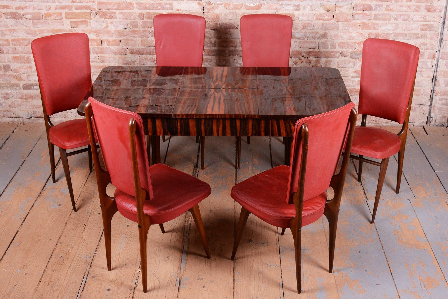 Vintage French Art Deco Chairs by Jules Leleu for Stella, 1940s, Set of 6