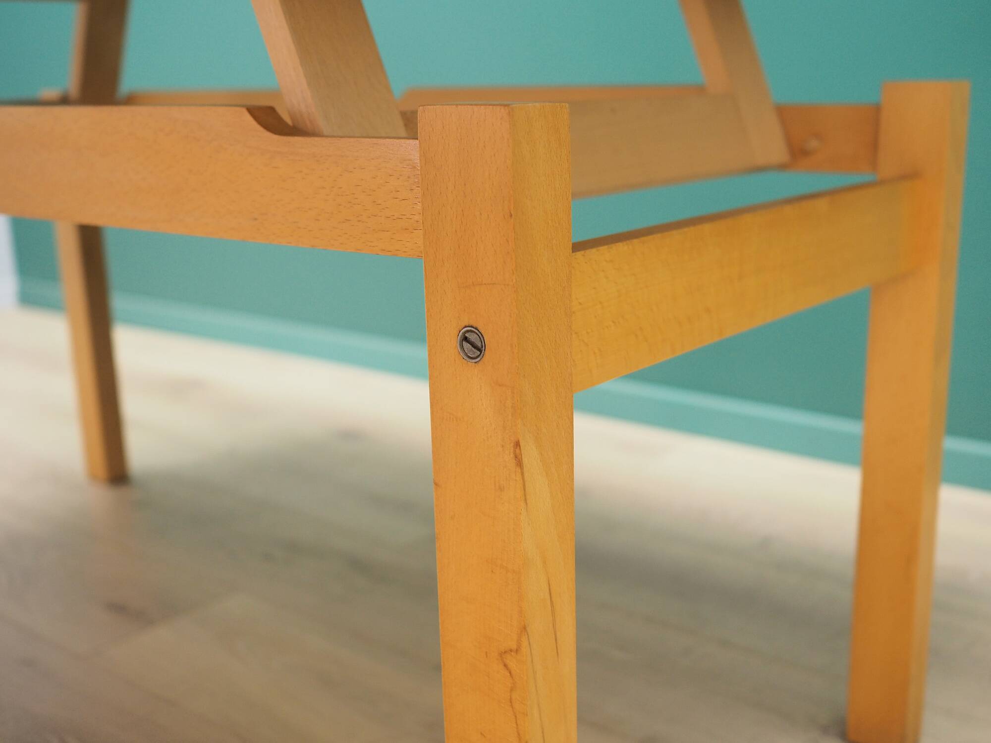 Beech table, Polish design, 1980s, manufacturer: OFM