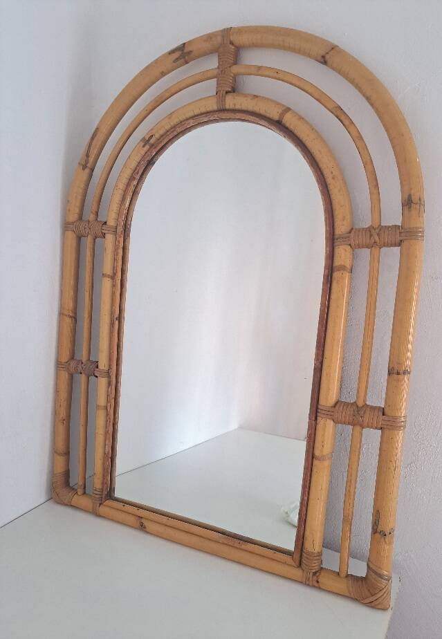 Miroir en bambou vintage