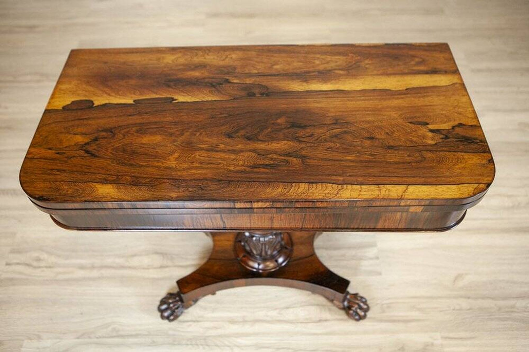Table de cartes en palissandre pliable, années 1920