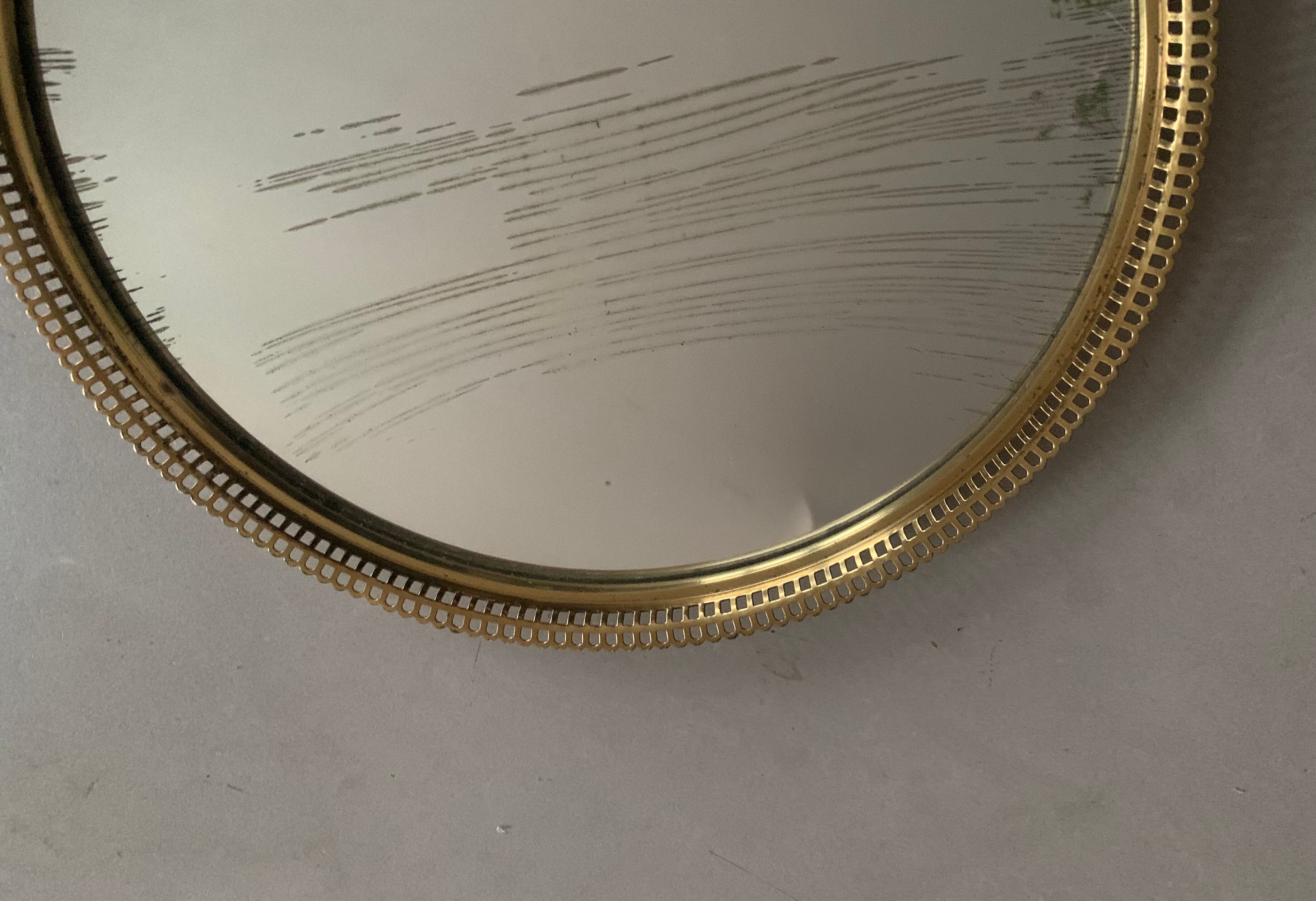 Old gilded round mirror, 33 cm
