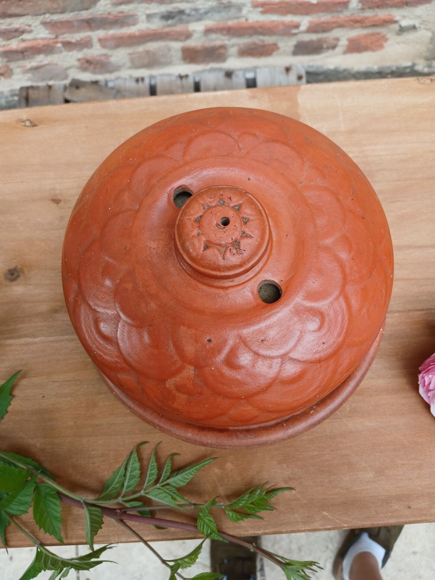 Antique earthenware butter dish