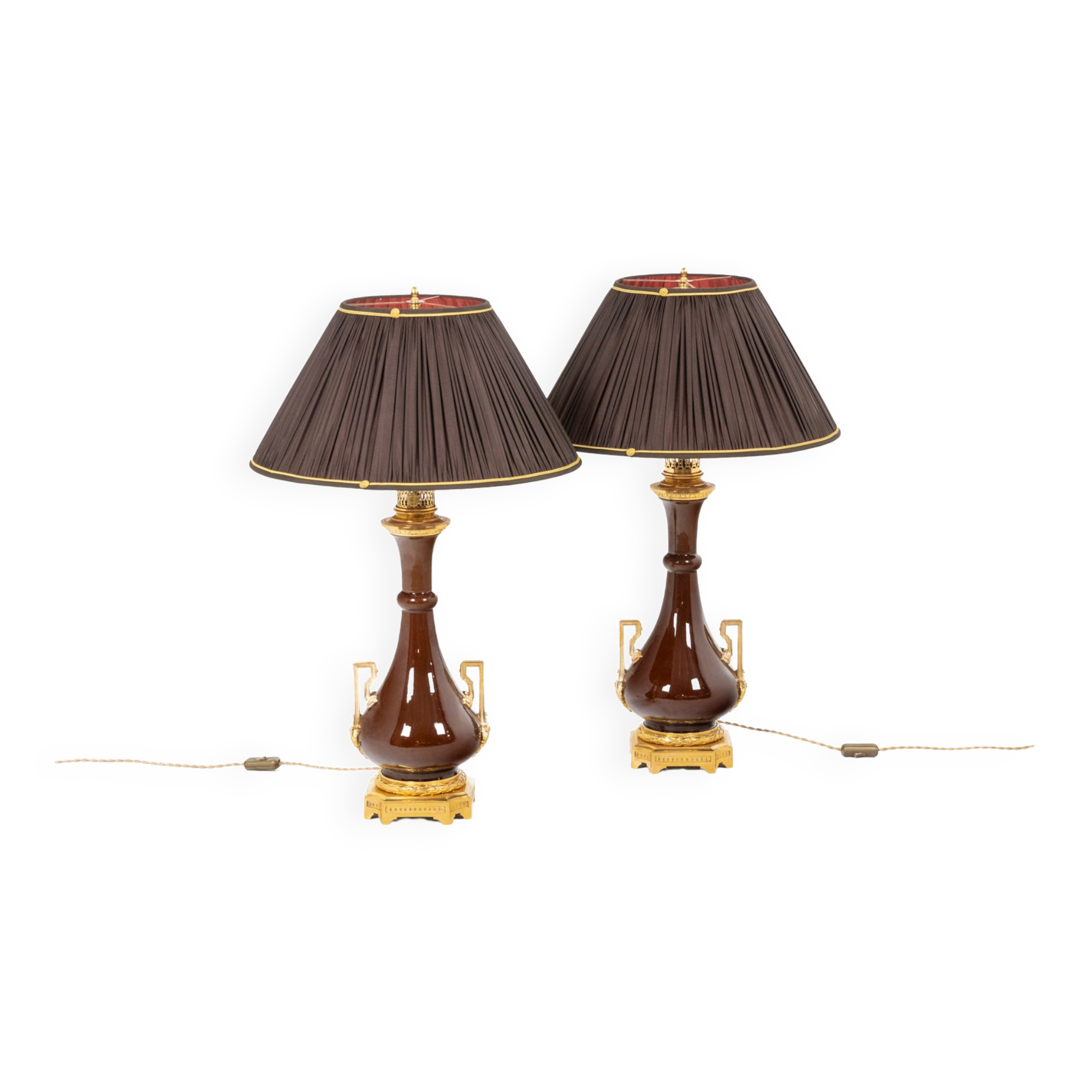 Pair of lamps in porcelain and bronze circa 1880