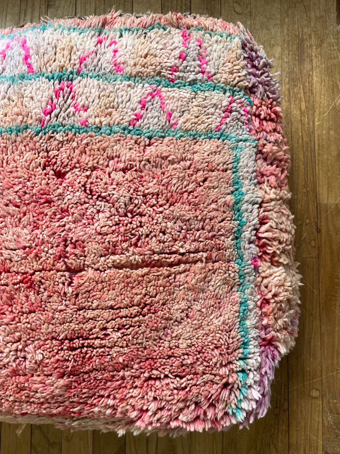 Moroccan bohemian pouf pale pink and green