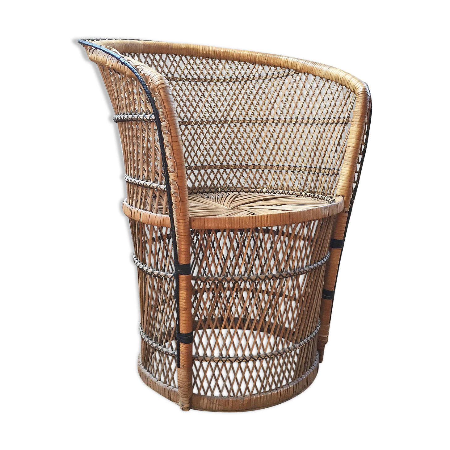 Fauteuil en osier vintage