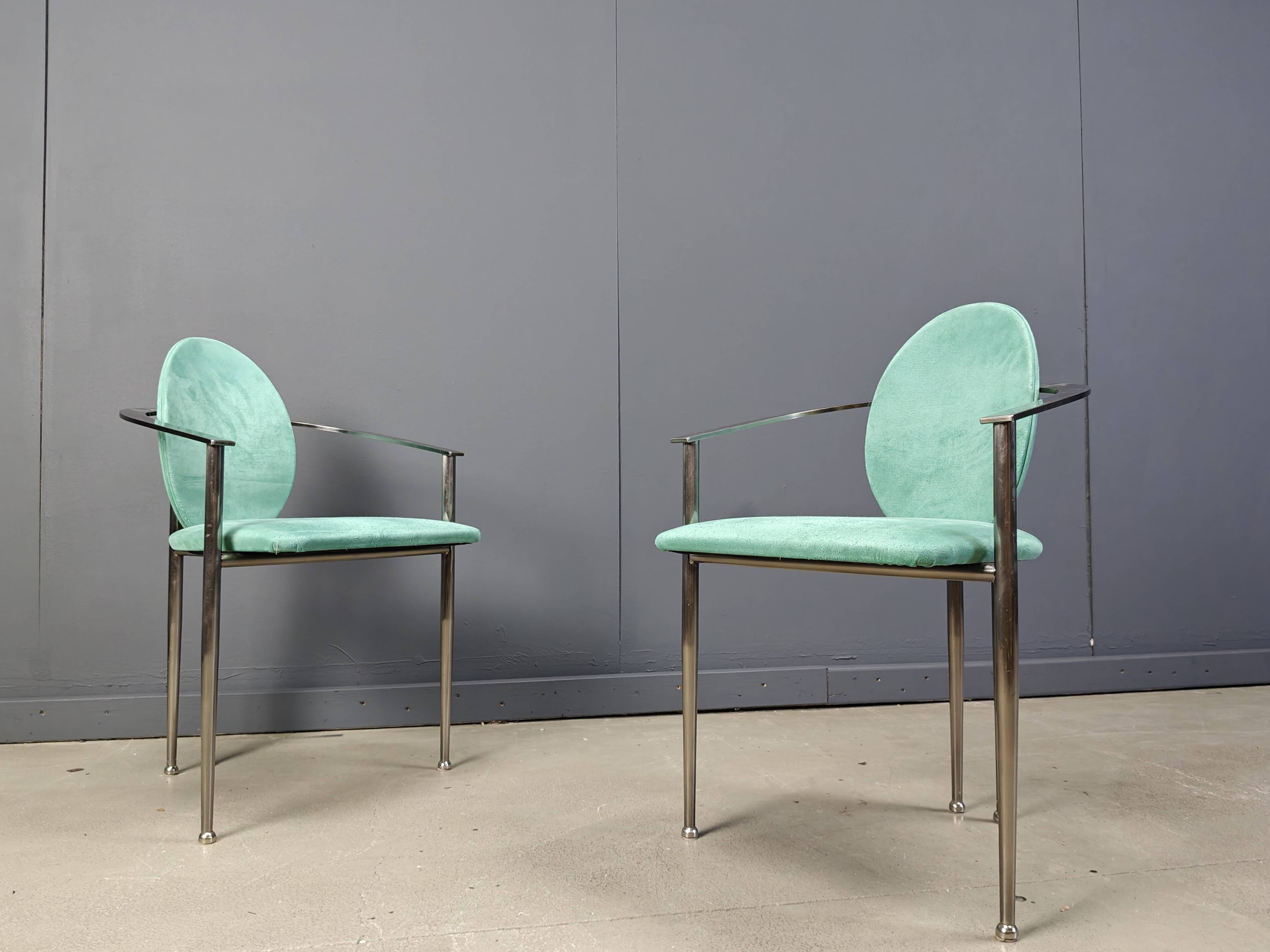 Vintage dining chairs by Belgo chrom, set of 6 - 1980s