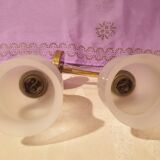 Paire d'appliques laiton et opaline design vintage