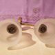 Pair of vintage design brass and opaline wall lights