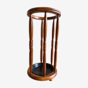 Vintage round wooden umbrella stand