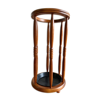 Vintage round wooden umbrella stand