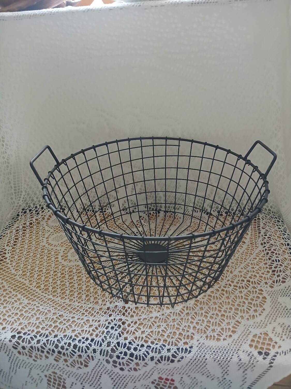 Black metal basket