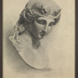 Selection of Three Academic Drawings, Charcoal Pencil on Paper, Framed
