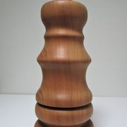 Pied de lampe XL bois massif veiné tourné vintage