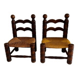 Pair of low oak chairs