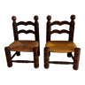 Pair of low oak chairs