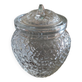 Mustard jar in molded glass