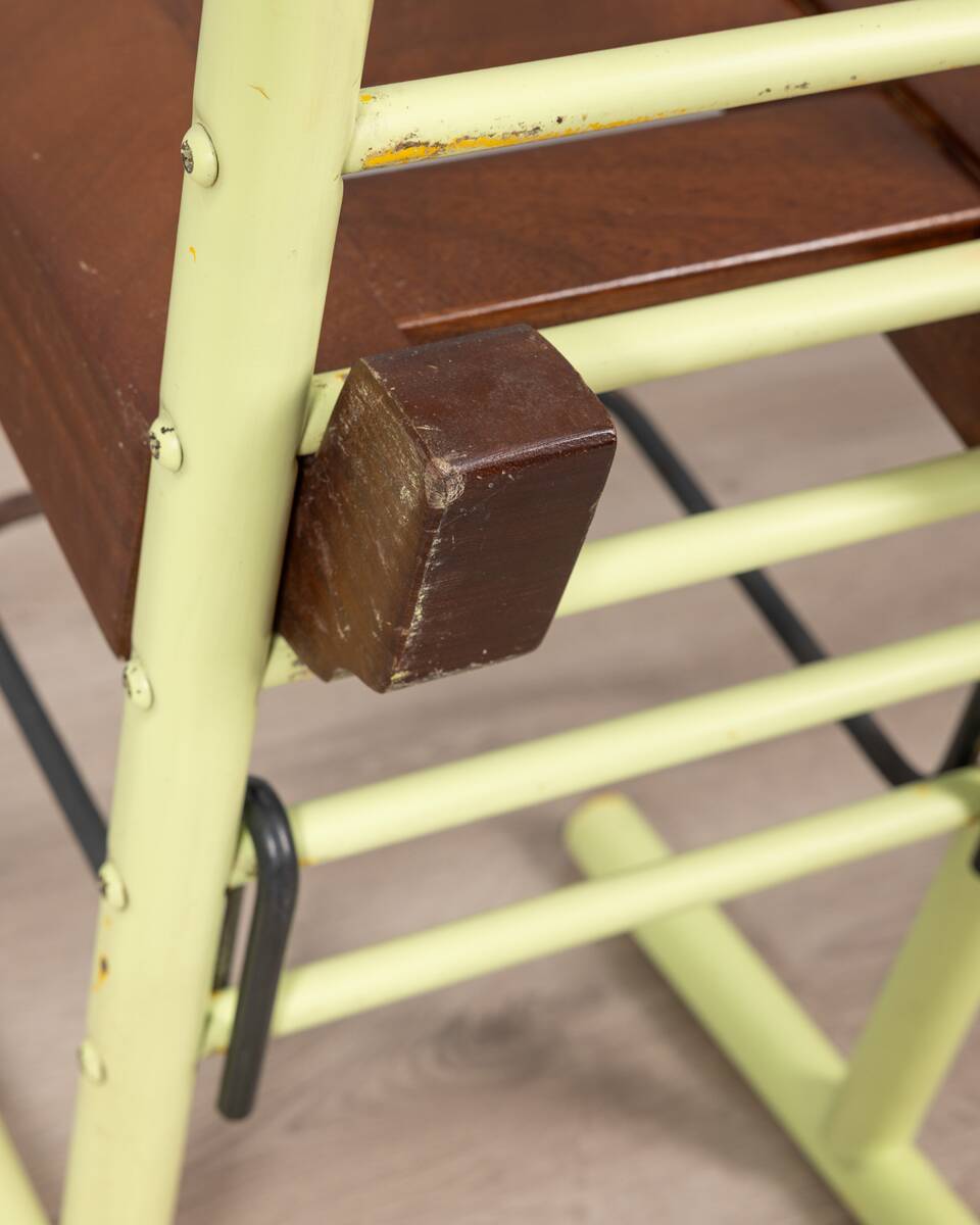 Pair of vintage 70s stools in iron and wood italian design