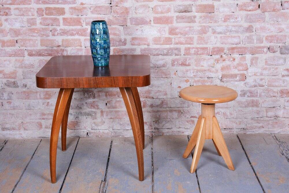 Mid-Century Beech Piano Stool, Czech, 1940s