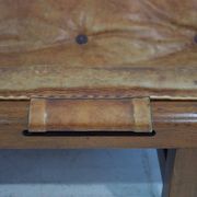 20th-century leather and Brazilian hardwood sofa, Brown