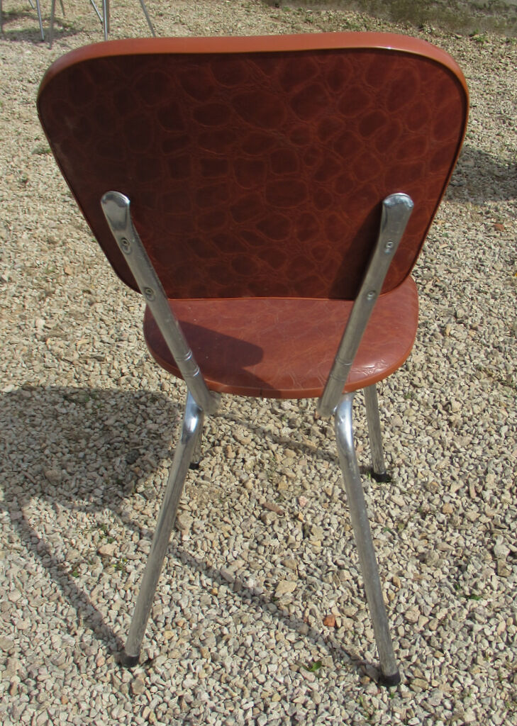 Suite of 4 skai and chrome chairs (total 5 chairs)