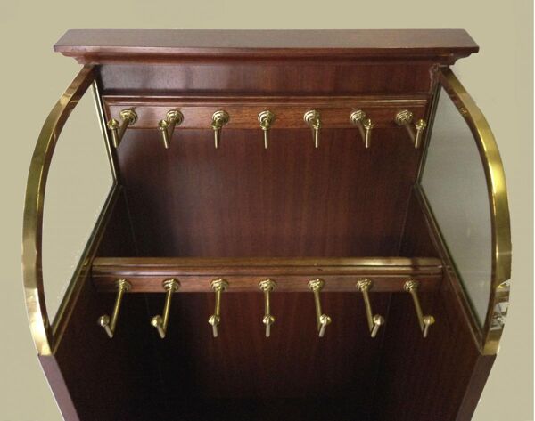 Présentoir de magasin acajou et laiton, vintage