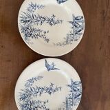 Lot de 2 assiettes en terre de fer Gien modèle Chardonnerets