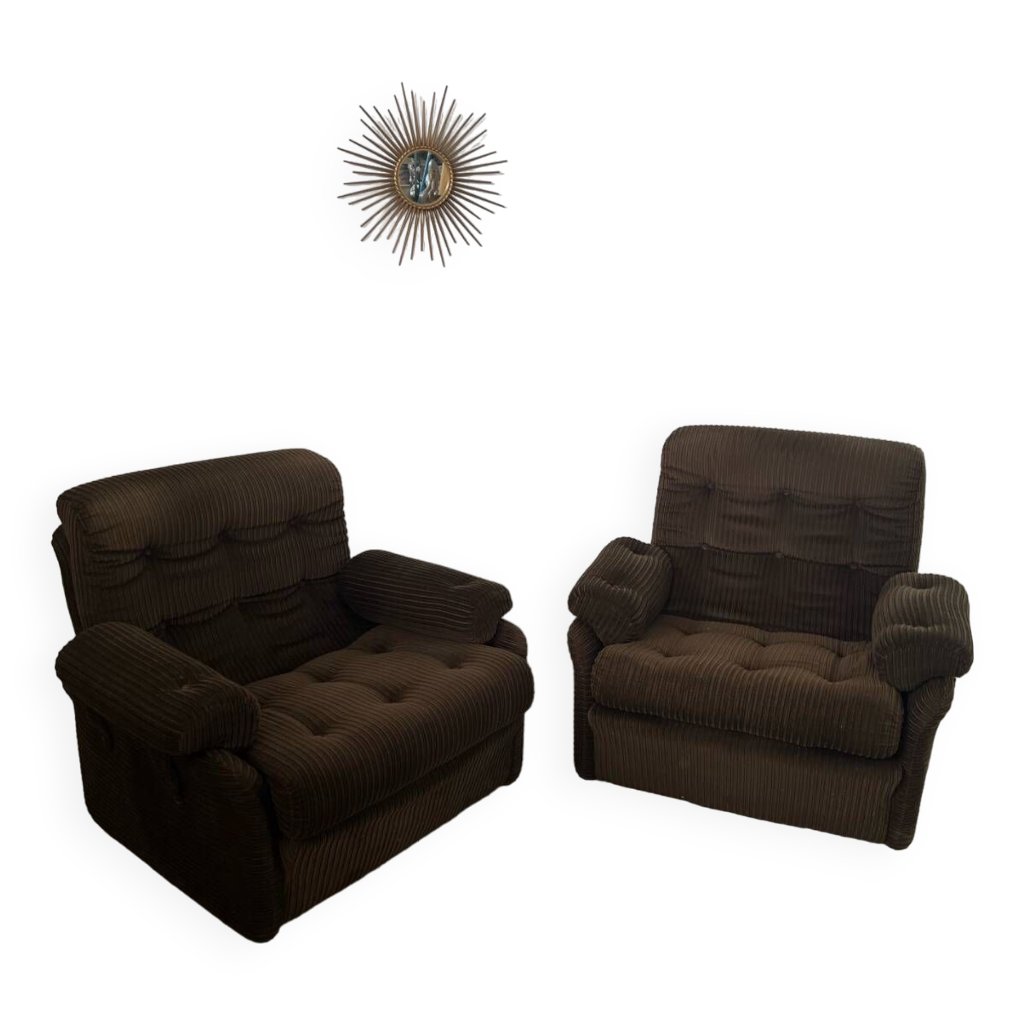 Set of 2 vintage Airborne French design armchairs from the 60s in velvet
