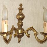 Double bronze wall light, vintage French traditional style, scrolled arms 5097.