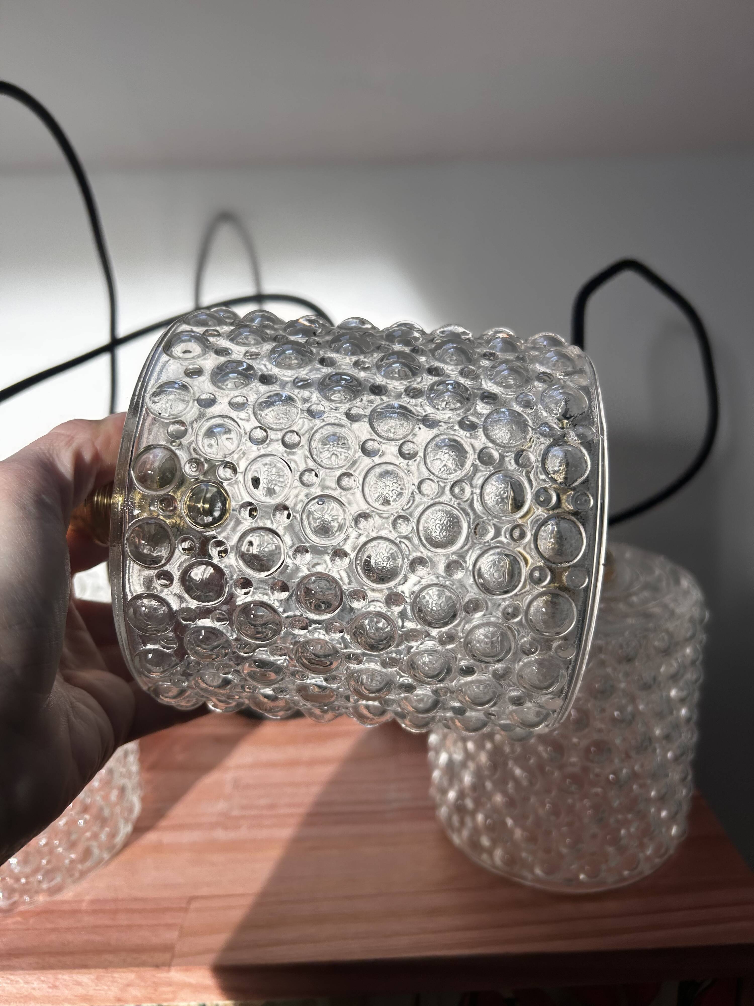 Set of three bubble glass pendant lights