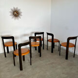6 wooden chairs and imitation leather design Bruno Rey for Dietiker vintage year 60