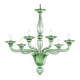 Sculptural Linear “Rigadin” Green Murano Glass Chandelier