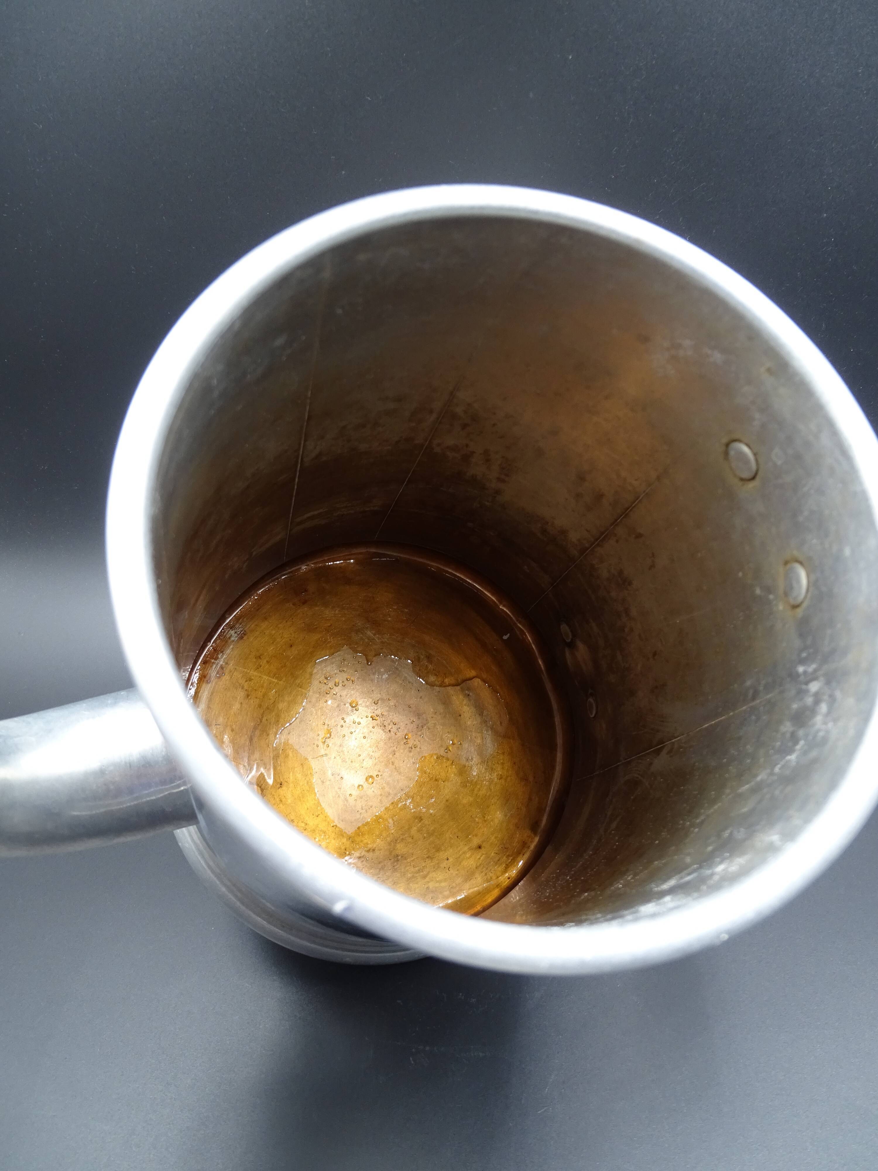 Old aluminum coffee maker -red cove - around 1930