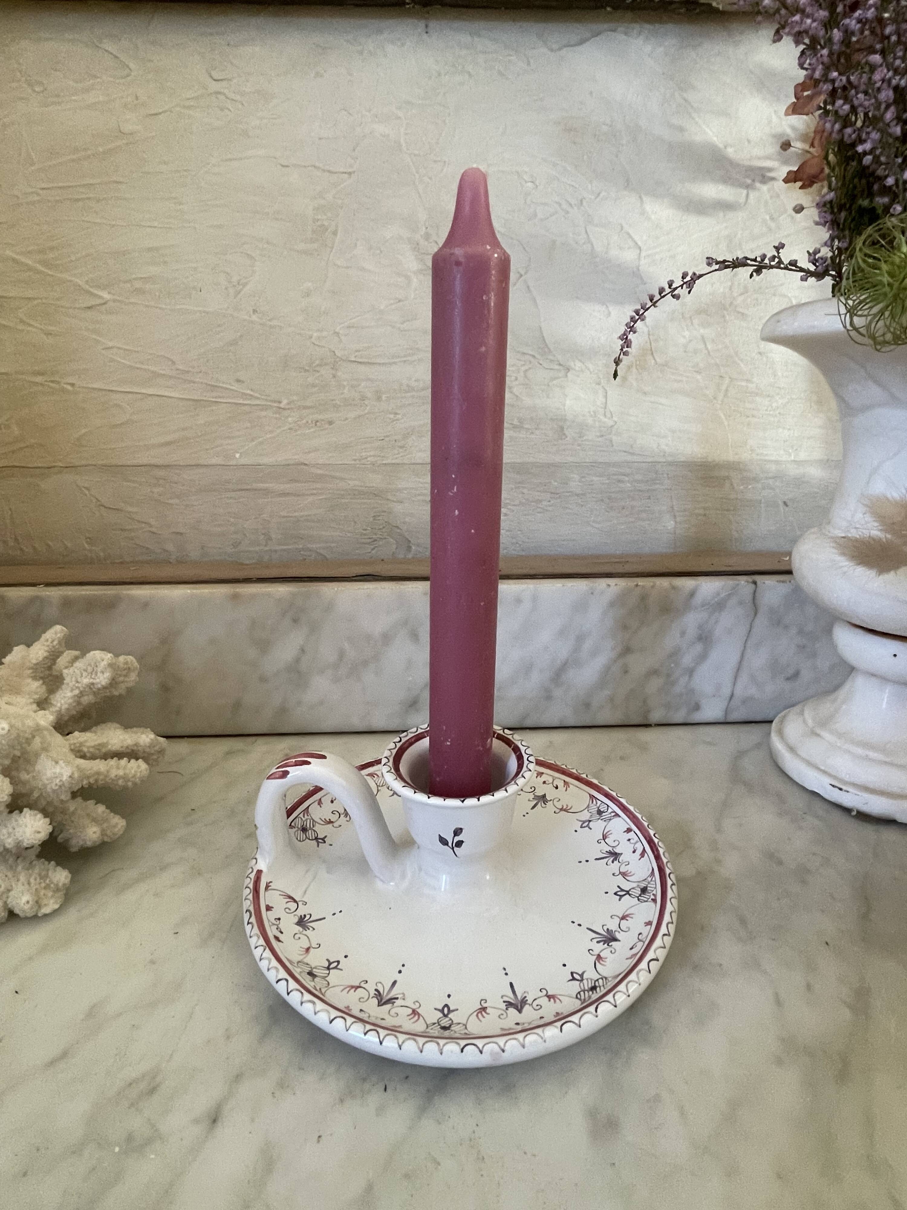 Ceramic hand candle holder with Moustiers decor