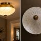 Vintage Art Deco Style Flush Mount Ceiling Light – Cut Glass & Brass.