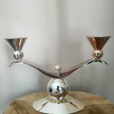 Bougeoir argenté double feux