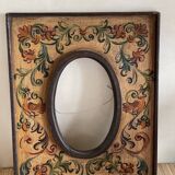 Cadre bois décor fleurs peintes