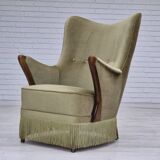 1960s, Scandinavian design, armchair in original condition, furniture velour, beech wood legs.