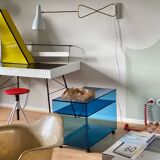 Original 1950s light blue & brass metal Swing Wall Light Made by Cosack, Germany