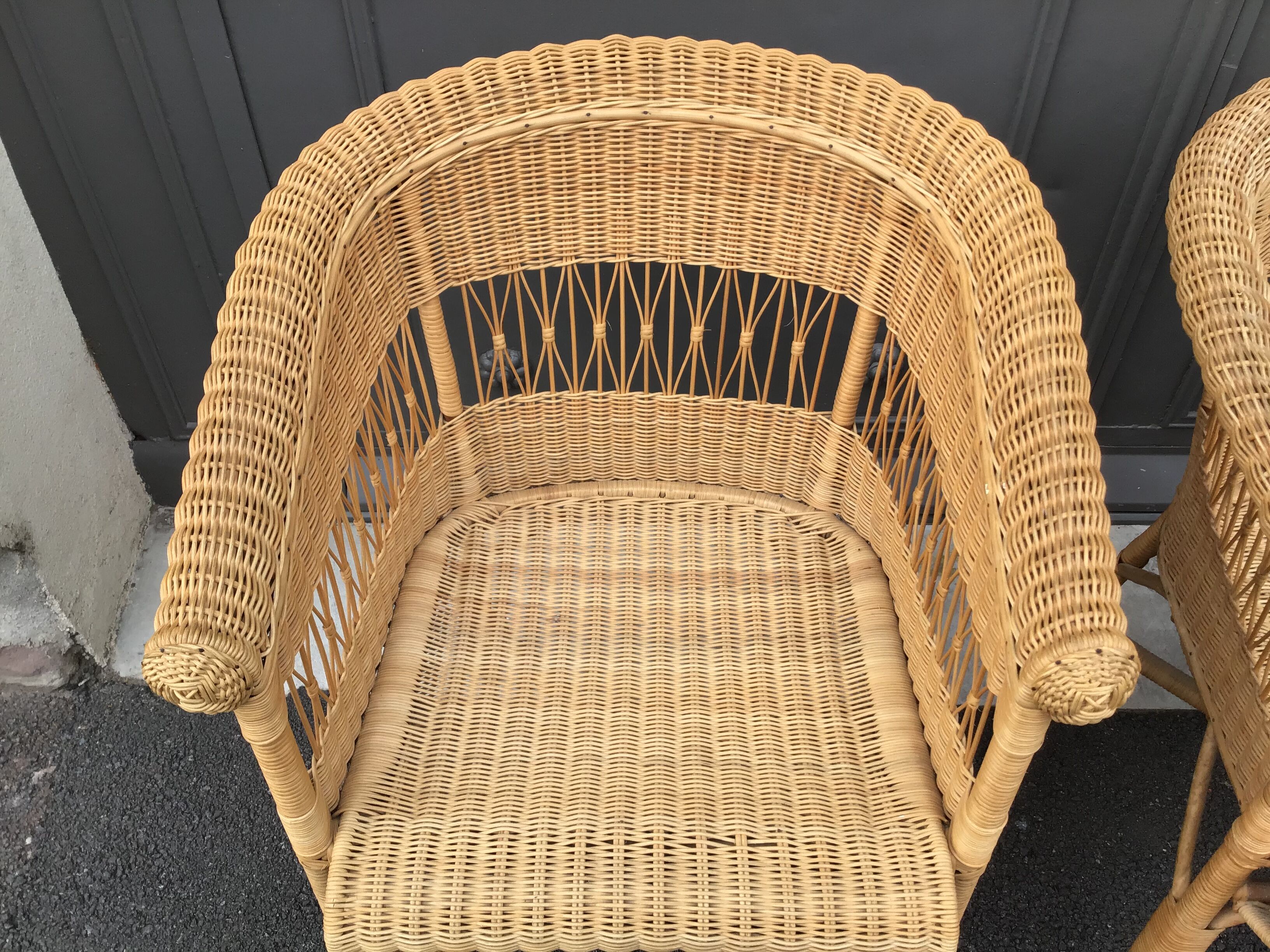 Vintage rattan gondola seat