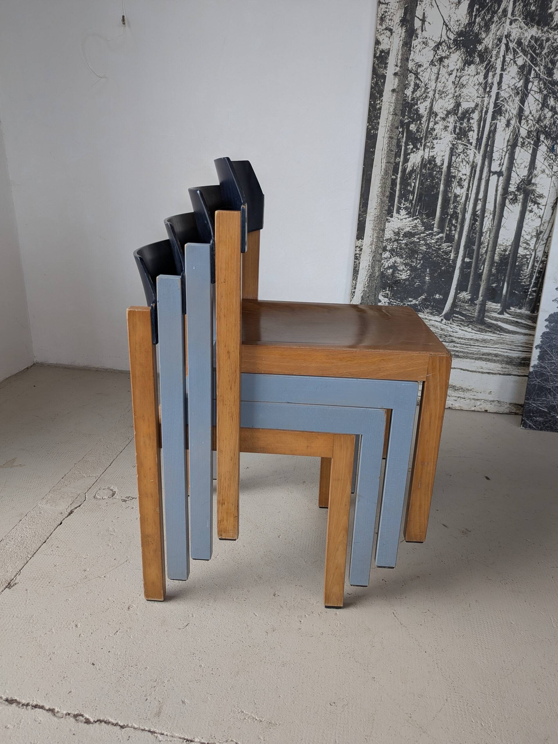 Set of 4 stackable chairs by Rainer Schell