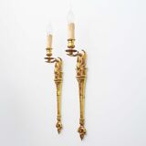 1950's Solid brass 'Swan' wall sconces