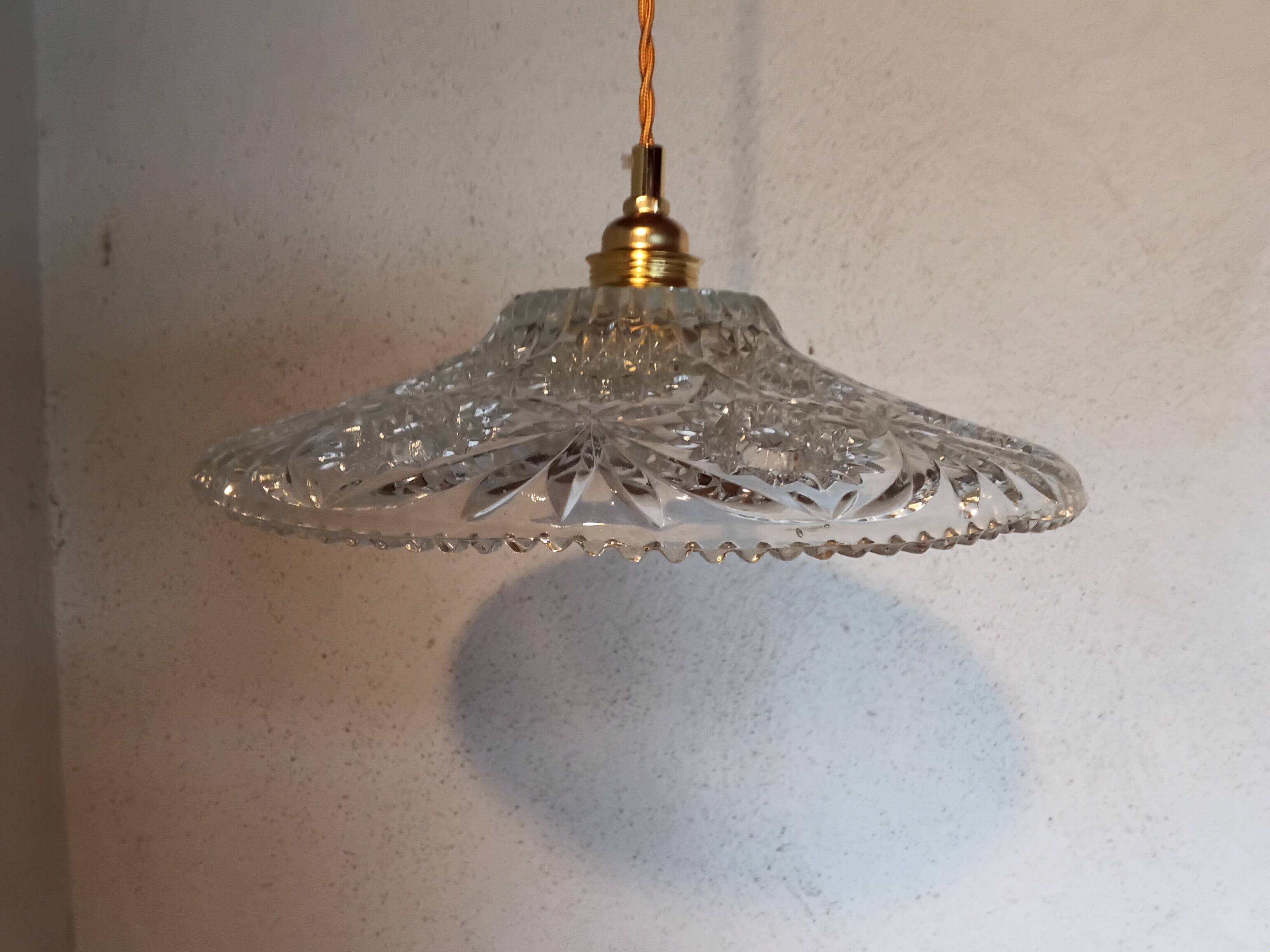 Vintage chiseled glass pendant light