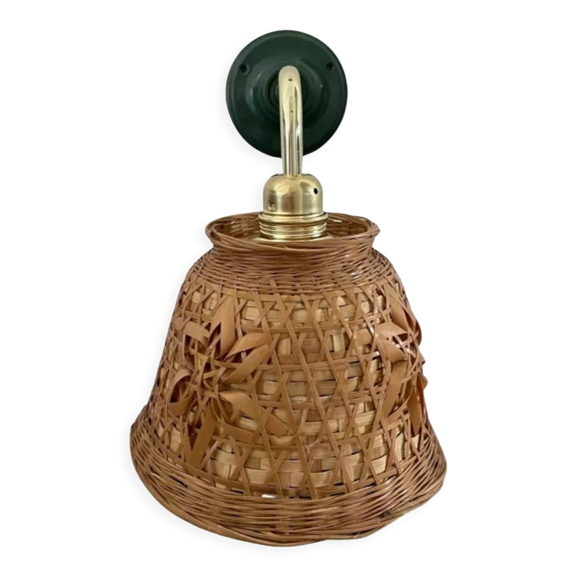 Vintage wall lamp in electrified rattan to new