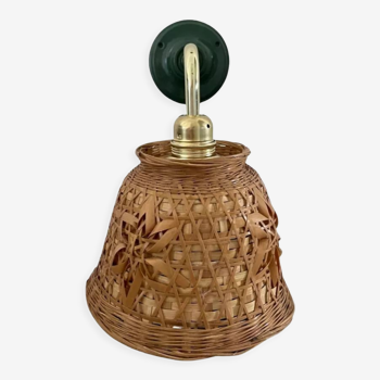 Vintage wall lamp in electrified rattan to new