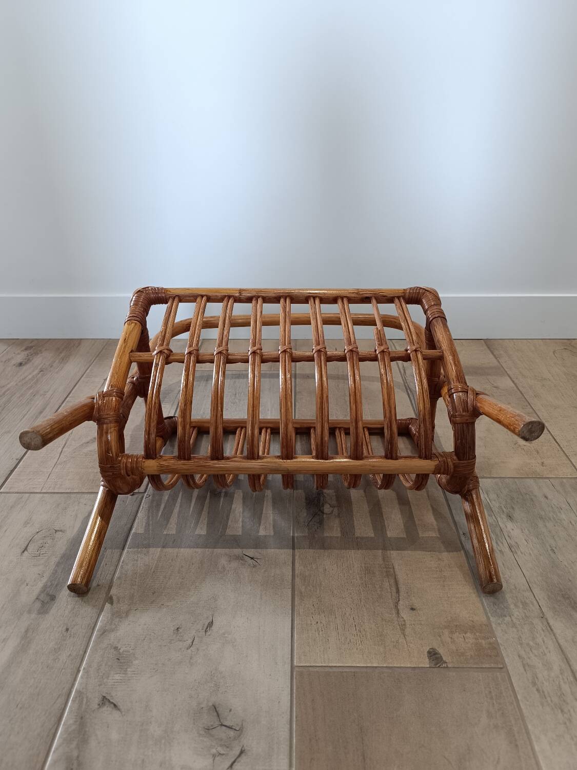 Vintage rattan wicker magazine rack