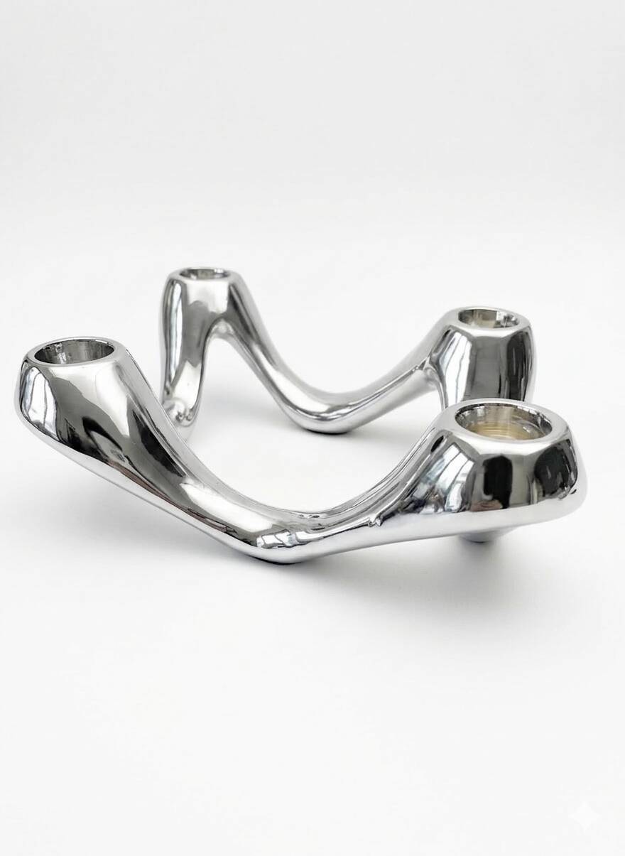 Quatra Chrome candlestick chandelier inspired by "Cobra"