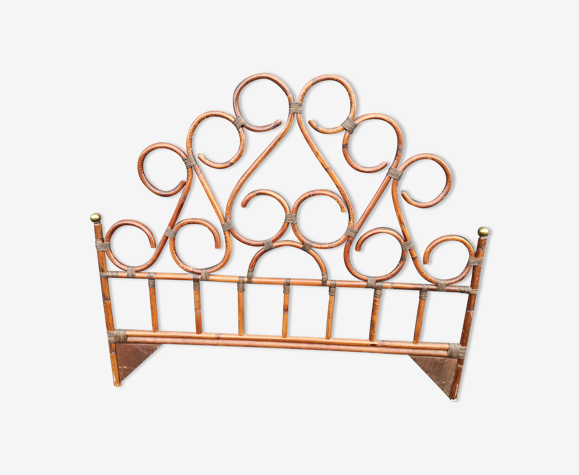 Headboard bamboo rattan brass balls