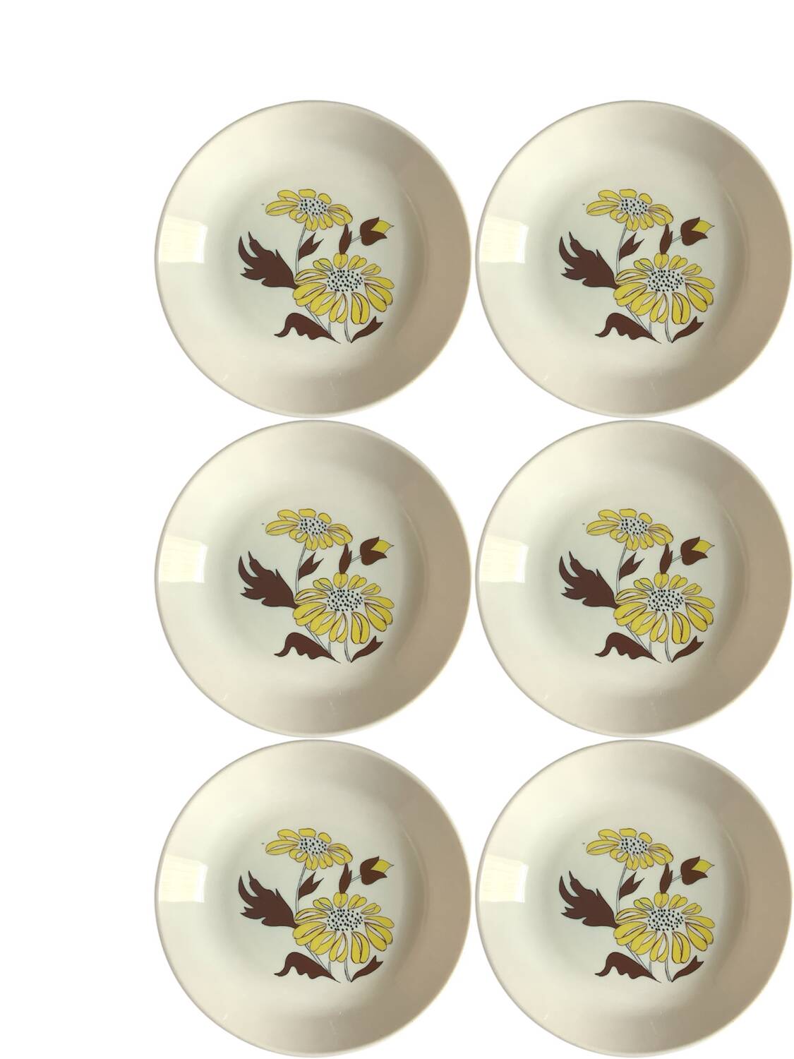 6 vintage floral soup plates – Souvirel France 1970s